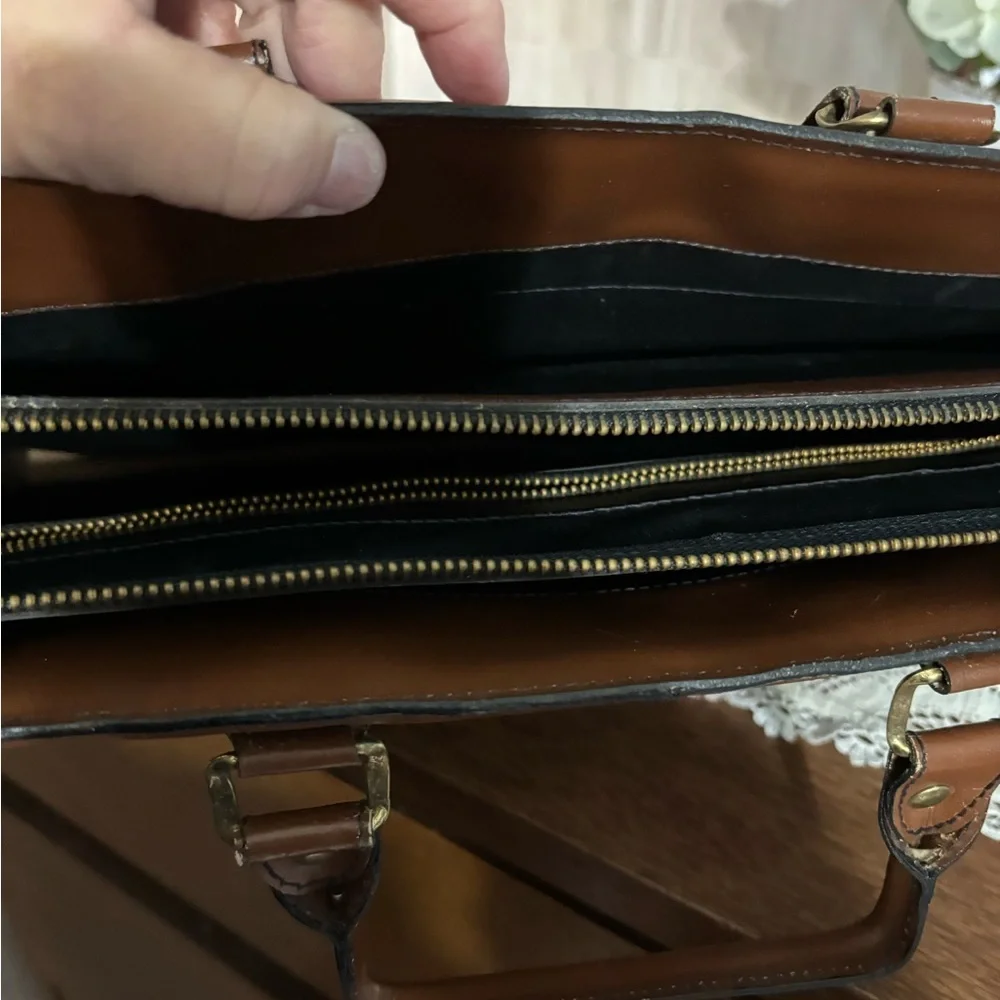 Jordache Vintage Brown Leather Men's Bag Briefcase Portfolio Unisex